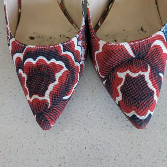 Red Floral Nine West Tatiana pointy toe heel - Picture 4 of 7